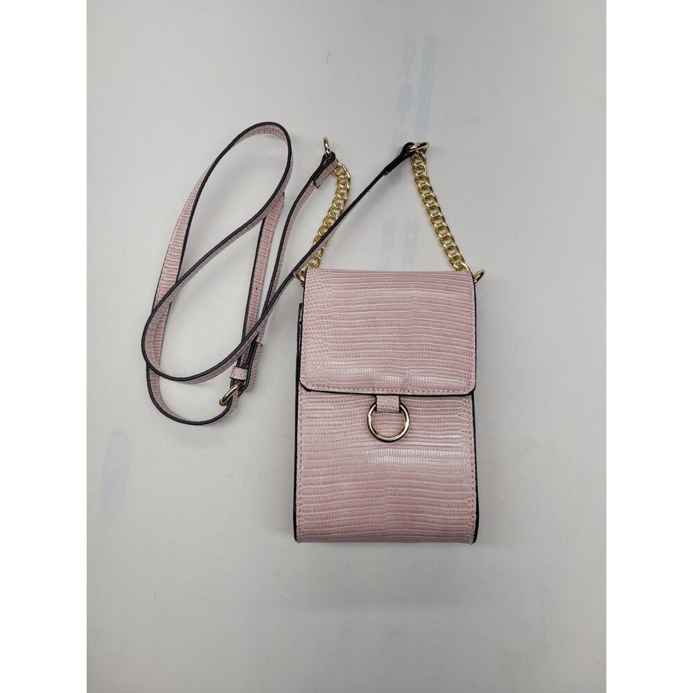 Simply Noelle Crossbody Handbag Coral Pink Faux Snake Purse Shoulder Bag Gold